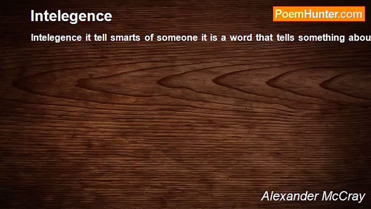 Alexander McCray - Intelegence