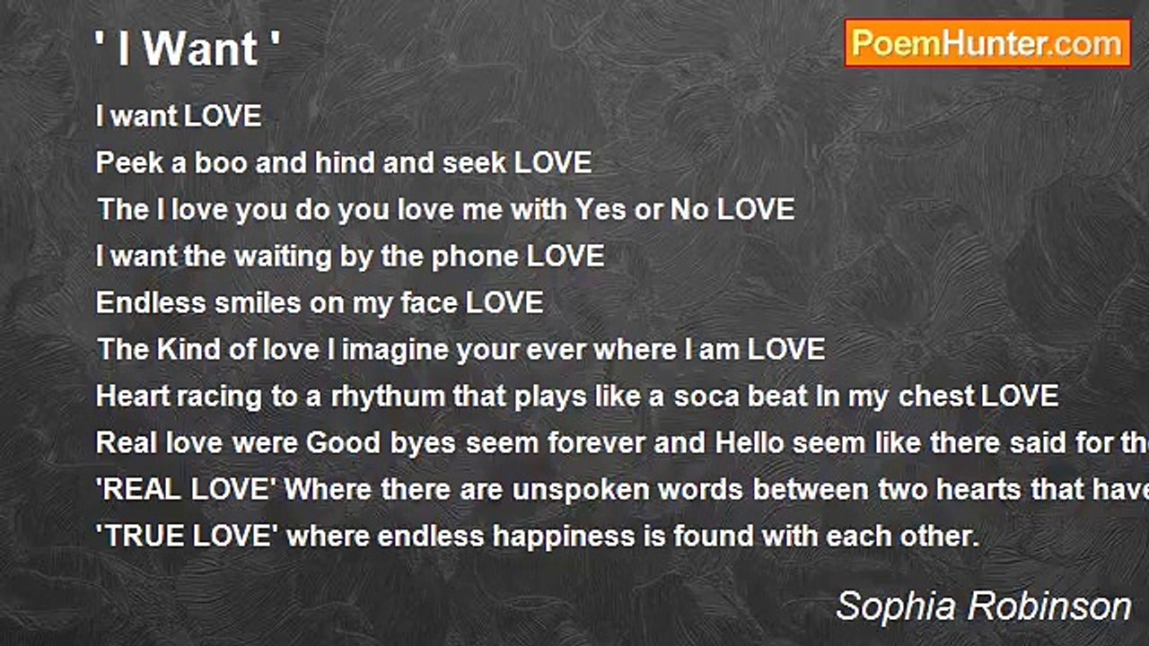 Sophia Robinson - ' I Want '
