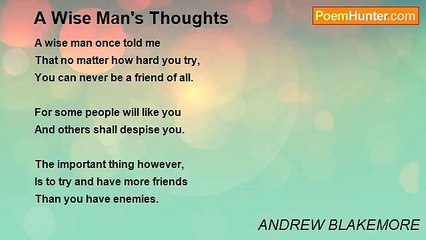 ANDREW BLAKEMORE - A Wise Man's Thoughts