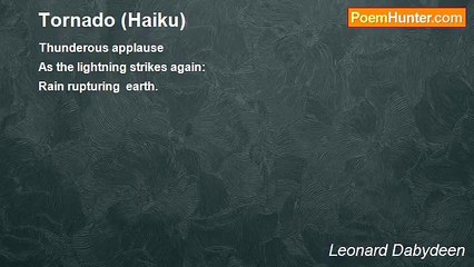 Leonard Dabydeen - Tornado (Haiku)
