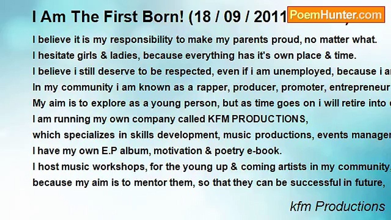 kfm Productions - I Am The First Born! (18 / 09 / 2011 / 16h11)