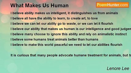Lenore Lee - What Makes Us Human