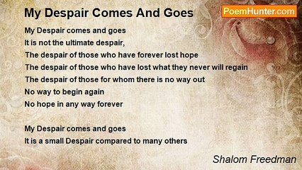 Shalom Freedman - My Despair Comes And Goes