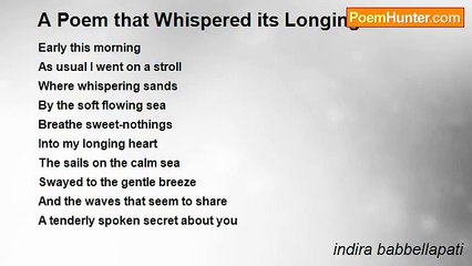 indira babbellapati - A Poem that Whispered its Longings
