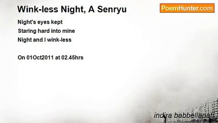 indira babbellapati - Wink-less Night, A Senryu