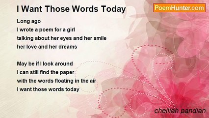 chelliah pandian - I Want Those Words Today