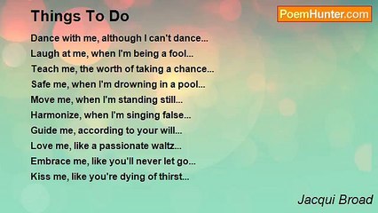 Jacqui Broad - Things To Do