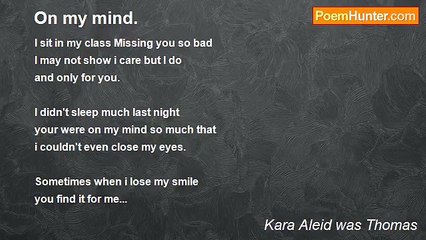 Kara Aleid was Thomas - On my mind.