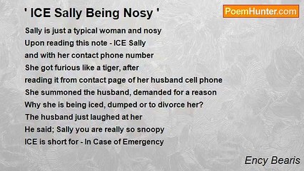 Ency Bearis - ' ICE Sally Being Nosy '