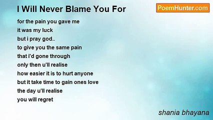 shania bhayana - I Will Never Blame You For