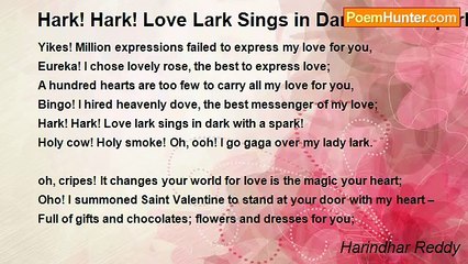 Harindhar Reddy - Hark! Hark! Love Lark Sings in Dark with a Spark!