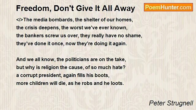 Peter Strugnell - Freedom, Don't Give It All Away