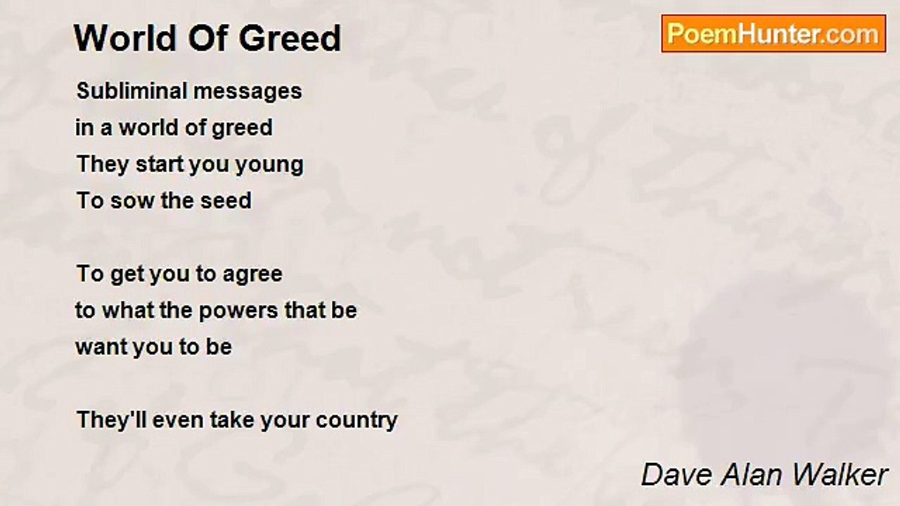 Dave Alan Walker - World Of Greed