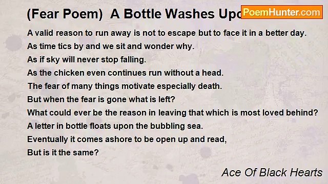 Ace Of Black Hearts - (Fear Poem) A Bottle Washes Upon The Shore