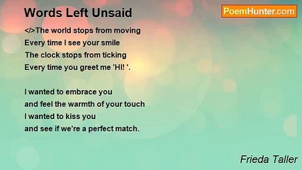 Frieda Taller - Words Left Unsaid