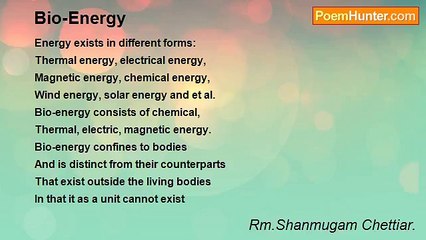 Rm.Shanmugam Chettiar. - Bio-Energy