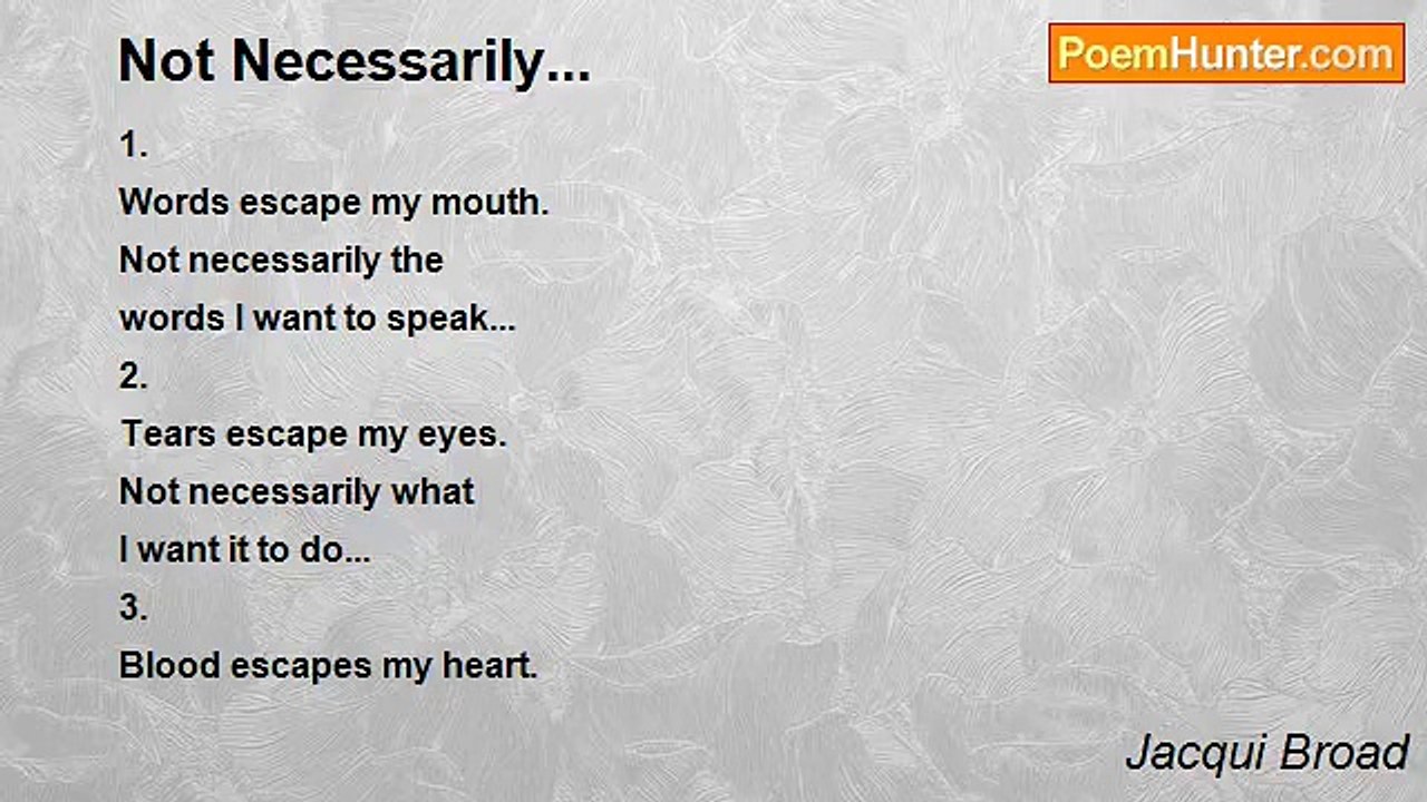Jacqui Broad - Not Necessarily...