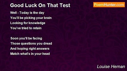 Louise Hernan - Good Luck On That Test