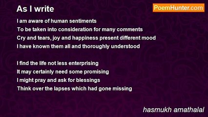 hasmukh amathalal - As I write