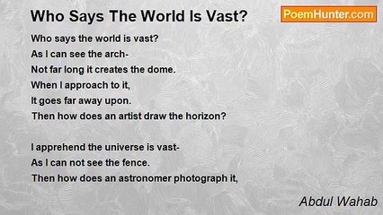 Abdul Wahab - Who Says The World Is Vast?
