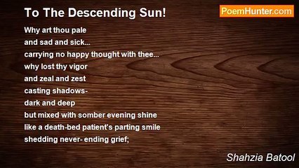 Shahzia Batool - To The Descending Sun!