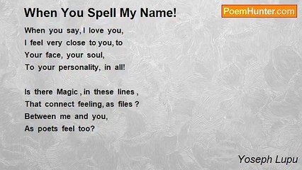 Yoseph Lupu - When You Spell My Name!