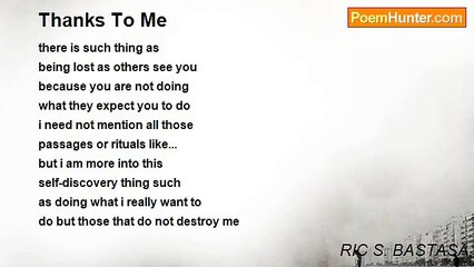 RIC S. BASTASA - Thanks To Me