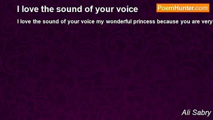 Ali Sabry - I love the sound of your voice