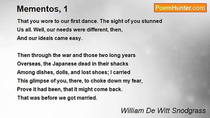 William De Witt Snodgrass - Mementos, 1