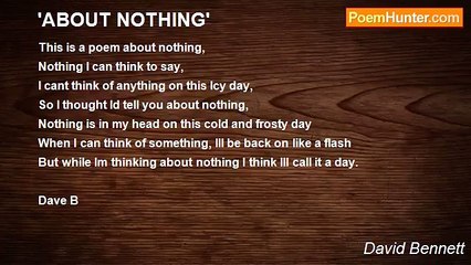 David Bennett - 'ABOUT NOTHING'