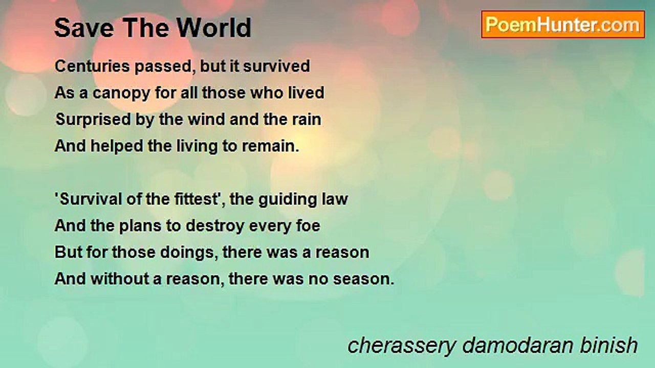 cherassery damodaran binish - Save The World