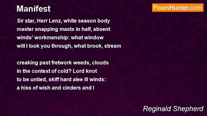 Reginald Shepherd - Manifest