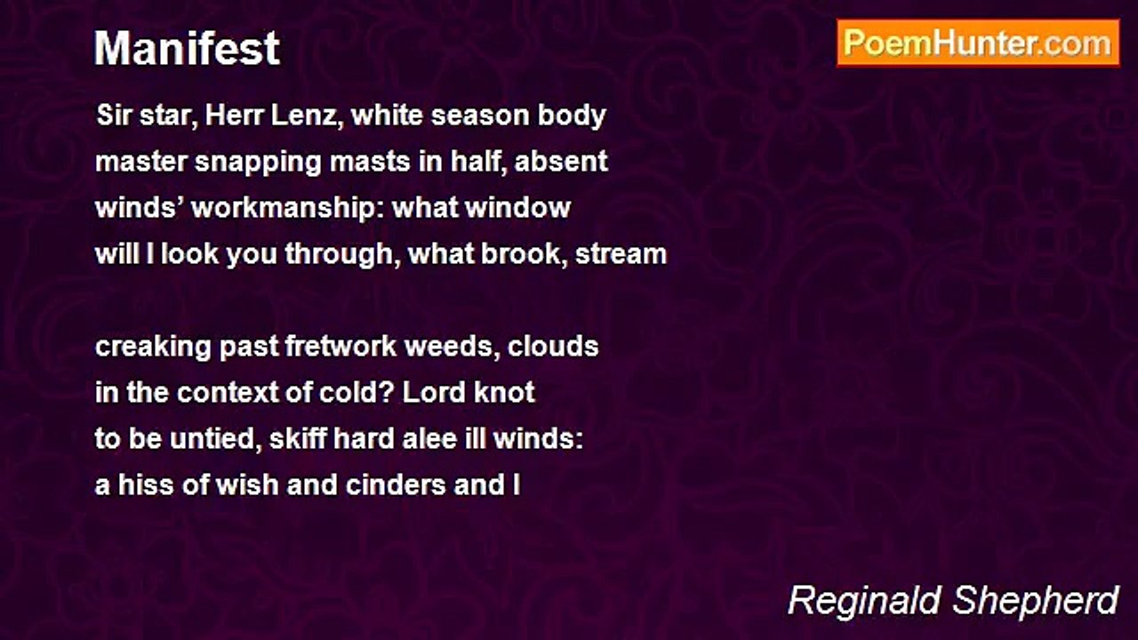 Reginald Shepherd - Manifest