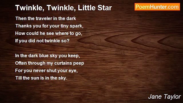 Jane Taylor - Twinkle, Twinkle, Little Star