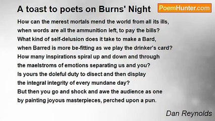 Dan Reynolds - A toast to poets on Burns' Night