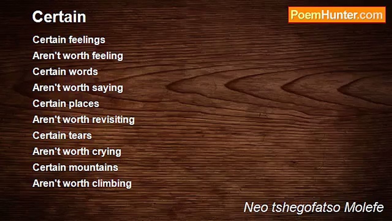 Neo tshegofatso Molefe - Certain