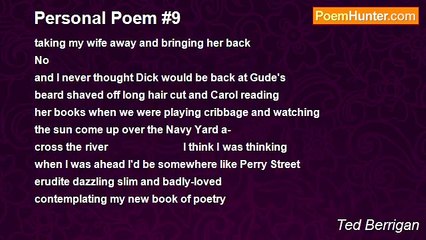 Ted Berrigan - Personal Poem #9