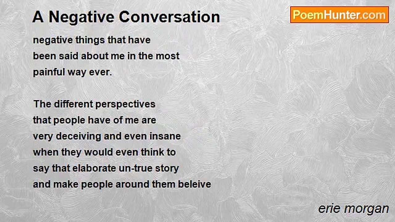 erie morgan - A Negative Conversation