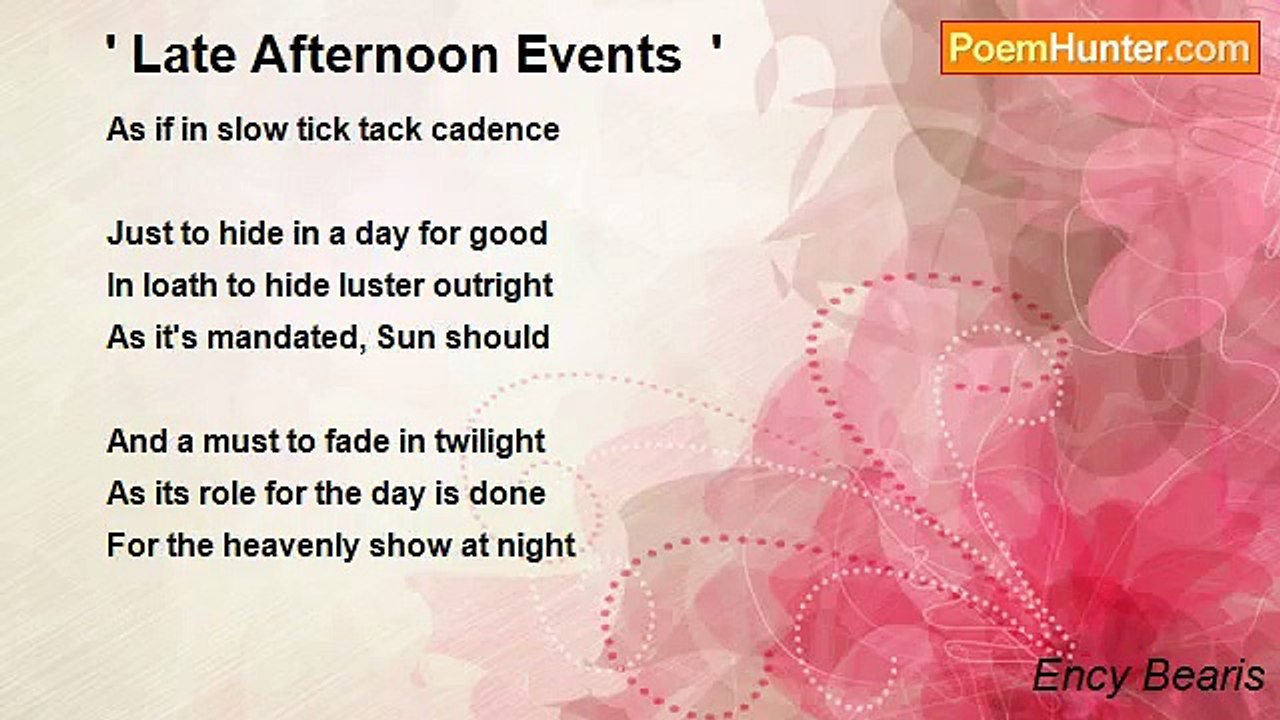 Ency Bearis - ' Late Afternoon Events  '