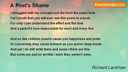 Richard Lackman - A Poet's Shame