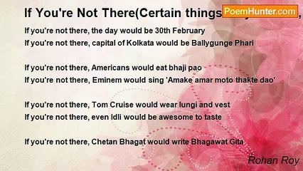 Rohan Roy - If You're Not There(Certain things only Indians, rather only Bengalis would understand)