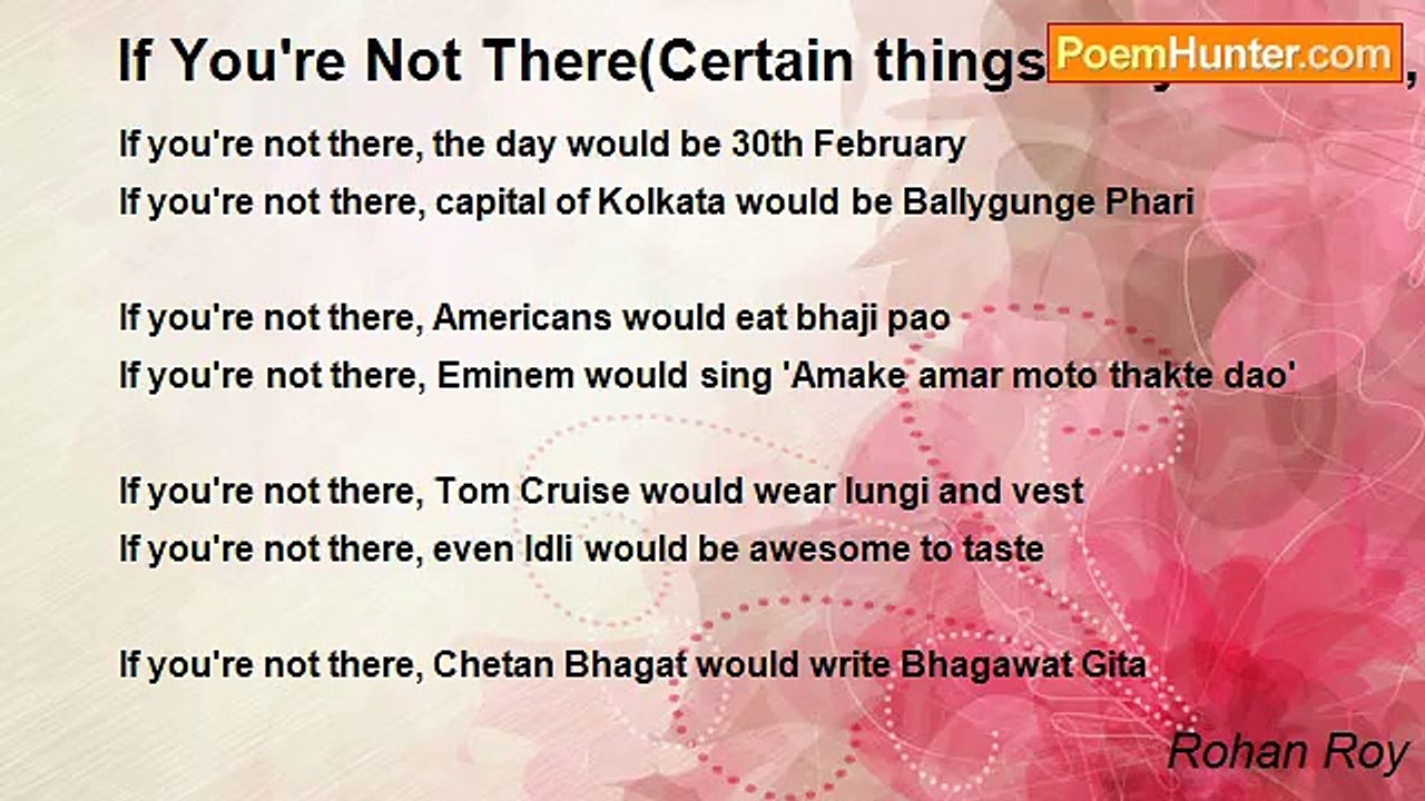 Rohan Roy - If You're Not There(Certain things only Indians, rather only Bengalis would understand)