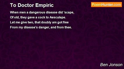 Ben Jonson - To Doctor Empiric