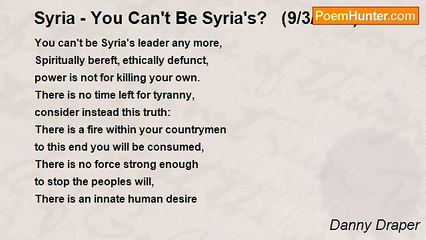 Danny Draper - Syria - You Can't Be Syria's?   (9/3/2012)