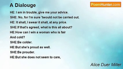 Alice Duer Miller - A Dialouge