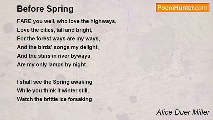 Alice Duer Miller - Before Spring