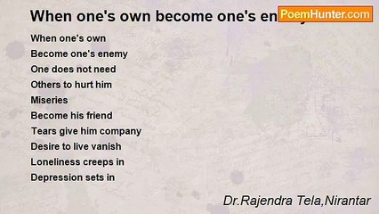 Dr.Rajendra Tela,Nirantar - When one's own become one's enemy