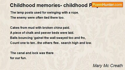 Mary Mc Creath - Childhood memories- childhood Play