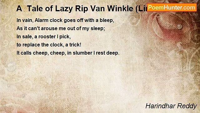 Harindhar Reddy - A Tale of Lazy Rip Van Winkle (Limerick-12)