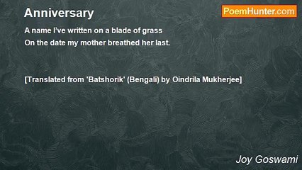 Joy Goswami - Anniversary